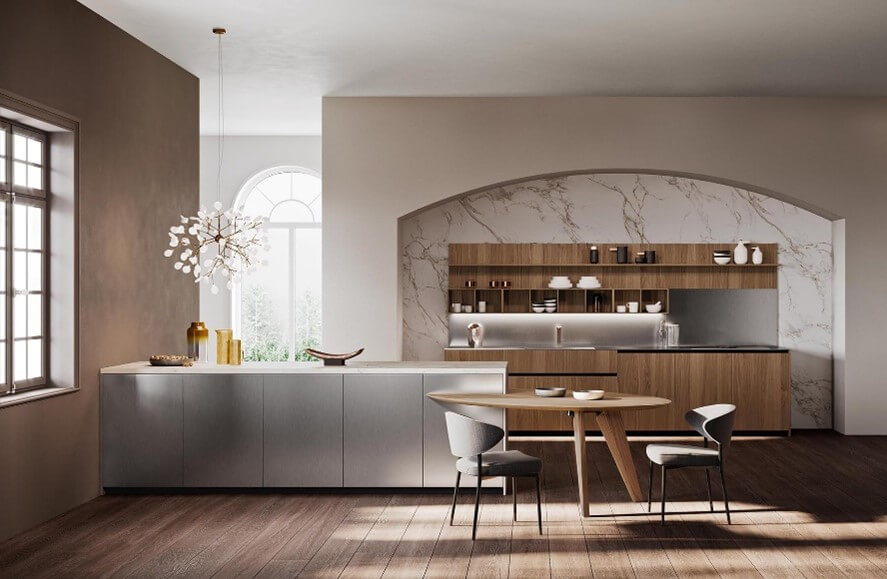 Casa Zecchinon - Cuisine moderne marbre & bois